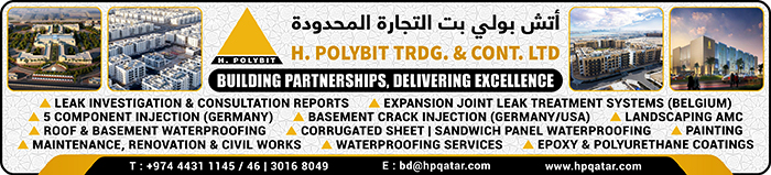 WATERPROOFING CONTRACTORS & SERVICES H POLYBIT TRADING & CONTRACTING SUPPLIERS IN DOHA QATAR CLPL
